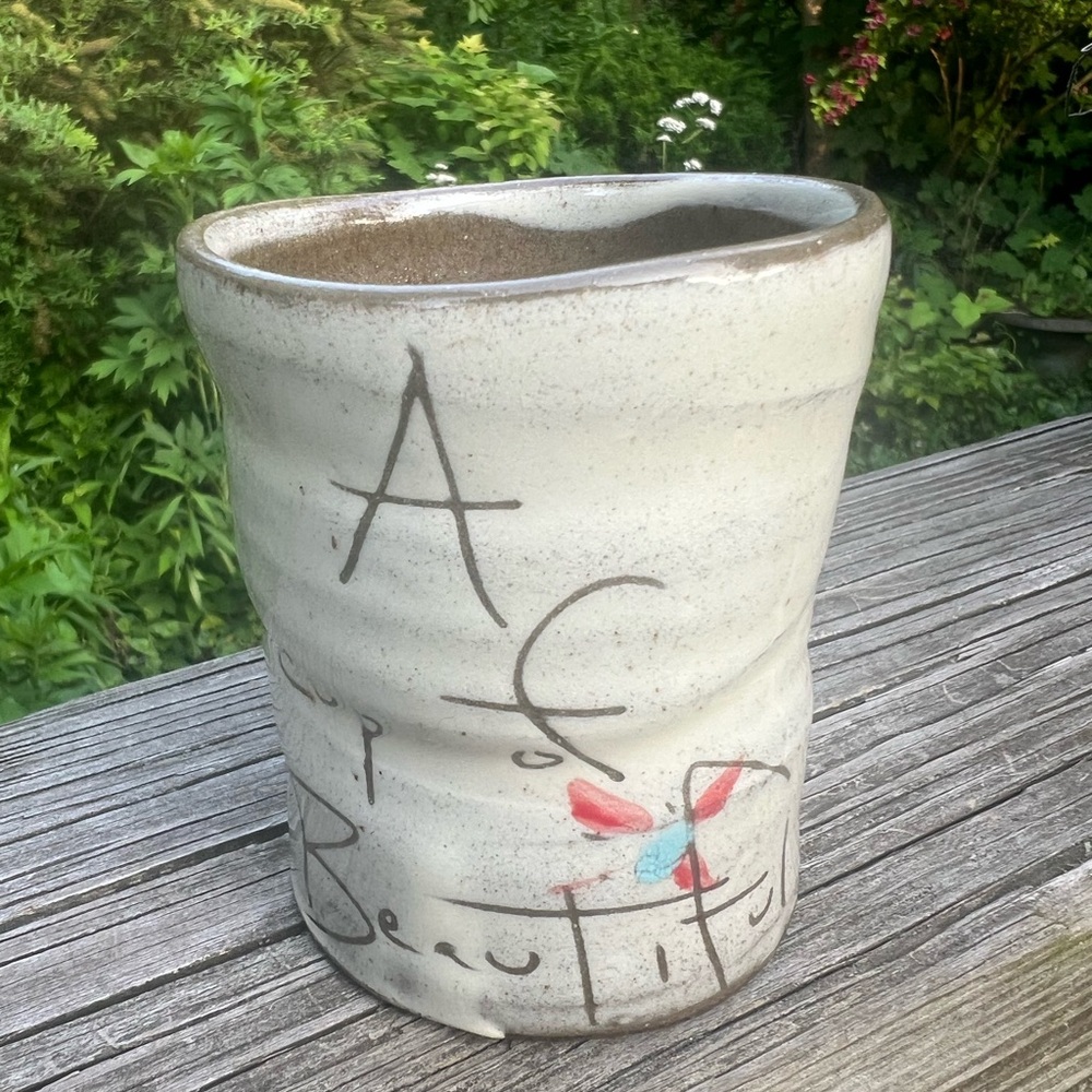 A Cup Of Beautiful Art Pottery ZPOTS Vermont Eric Hendrick 4”Ht. X 3” W Handmade